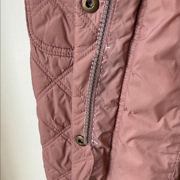 Madewell Austwell Quilted Zipper Snap Front Hooded Coat Faded Mauve L - Picture 14 of 16